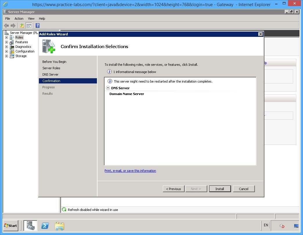 Practice Labs screenshot.